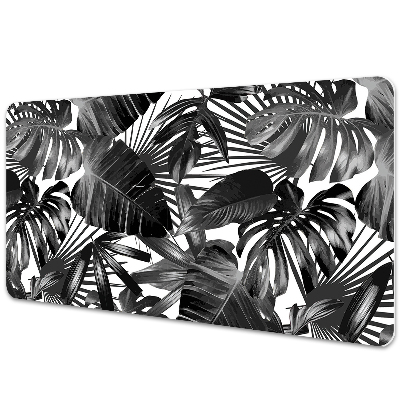 Large desk mat table protector dark leaves