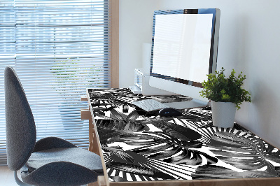 Large desk mat table protector dark leaves