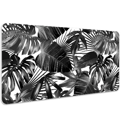 Large desk mat table protector dark leaves