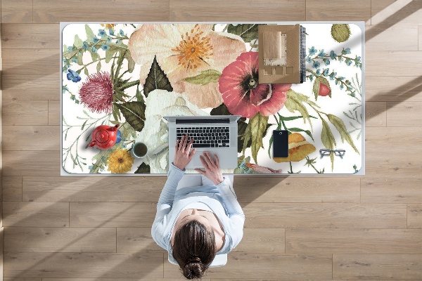 Large desk pad PVC protector grasshopper bouquet