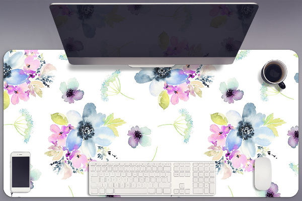 Full desk protector purple flowers