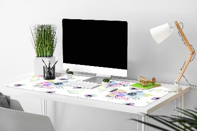 Full desk protector purple flowers