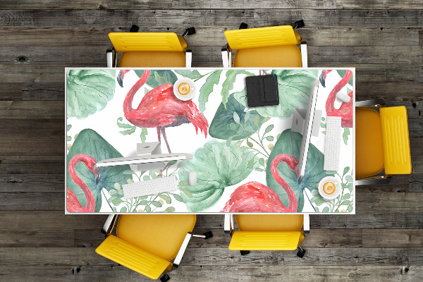 Desk mat exotic flamingos