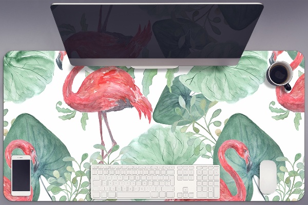 Desk mat exotic flamingos