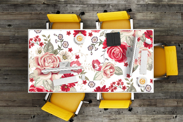 Desk pad red flowers