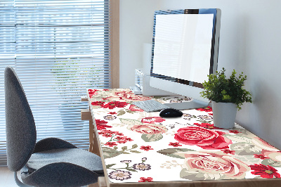 Desk pad red flowers