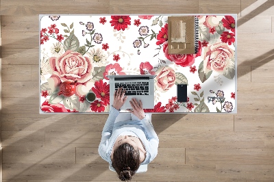 Desk pad red flowers