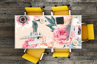 Full desk protector pastel flowers