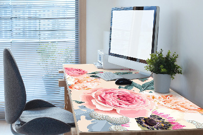 Full desk protector pastel flowers