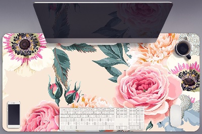 Full desk protector pastel flowers