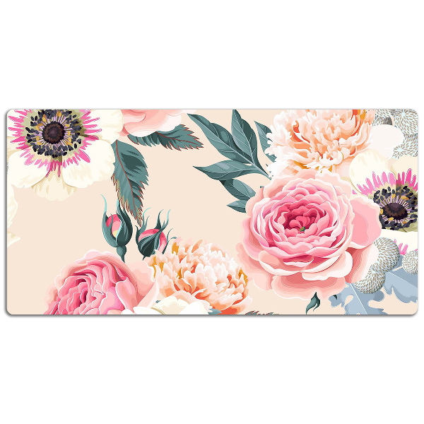Full desk protector pastel flowers