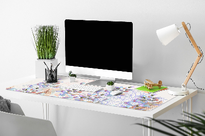 Full desk protector pastel leaves