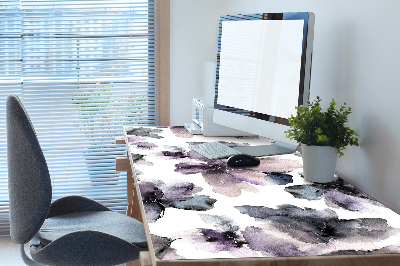 Large desk mat table protector dark flowers