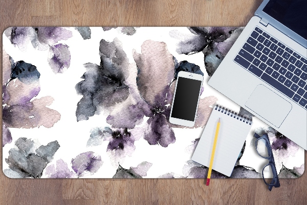 Large desk mat table protector dark flowers