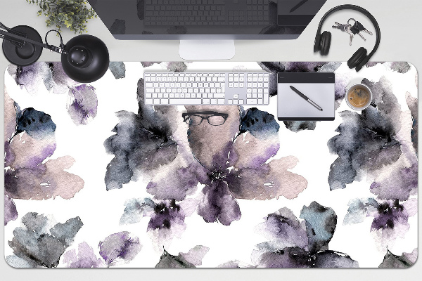 Large desk mat table protector dark flowers