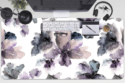 Large desk mat table protector dark flowers