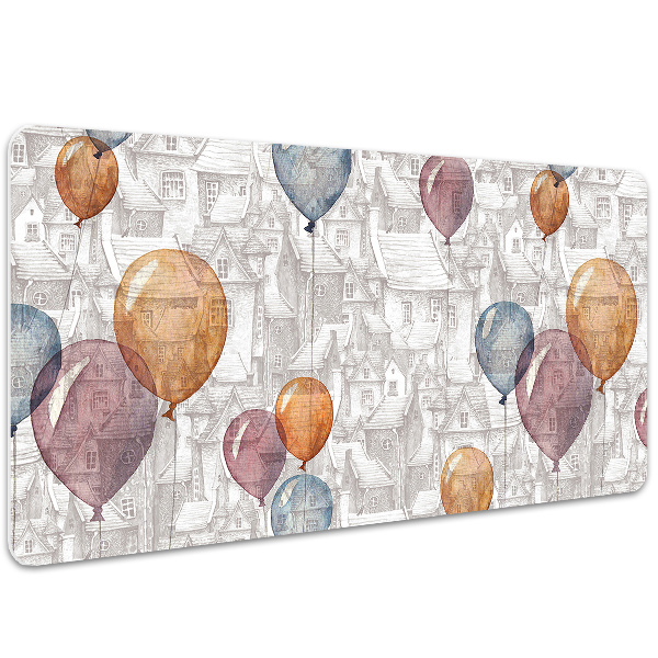 Large desk mat table protector Balloons and houses
