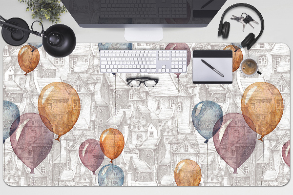 Large desk mat table protector Balloons and houses