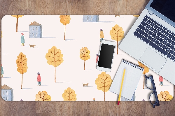 Full desk protector Houses among the trees