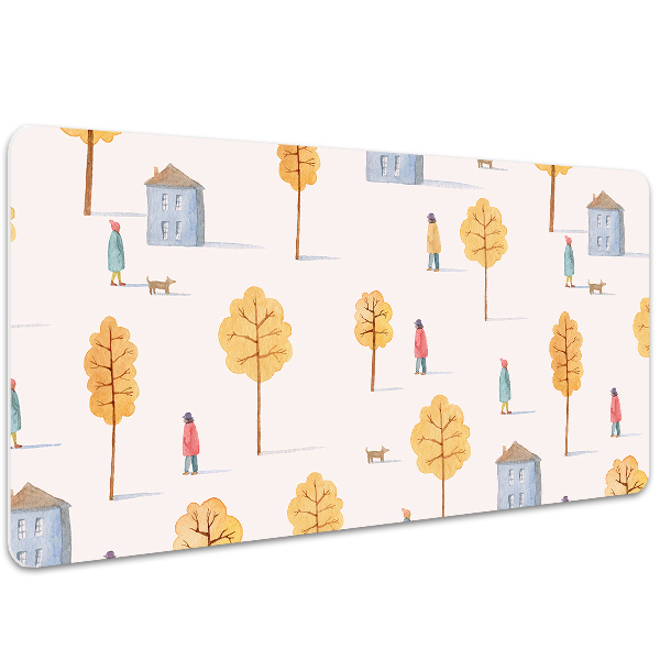 Full desk protector Houses among the trees