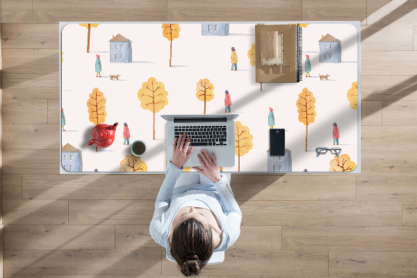 Full desk protector Houses among the trees