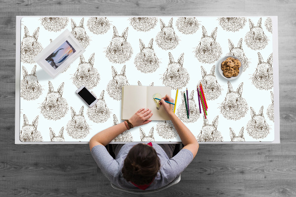 Desk mat rabbits sketched