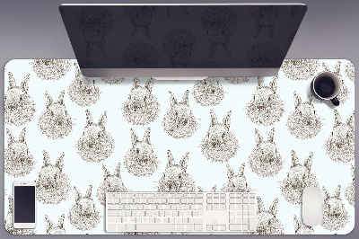 Desk mat rabbits sketched