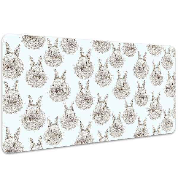 Desk mat rabbits sketched