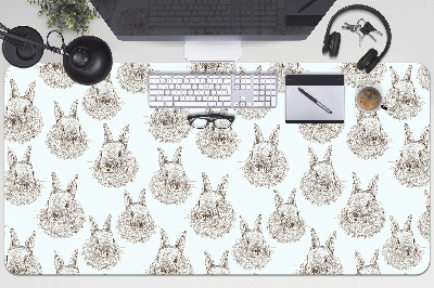 Desk mat rabbits sketched