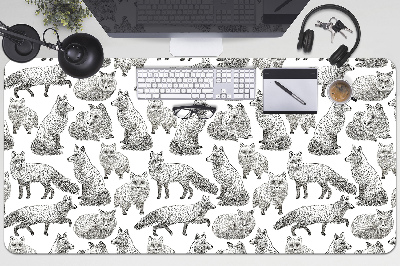 Full desk pad sketched foxes