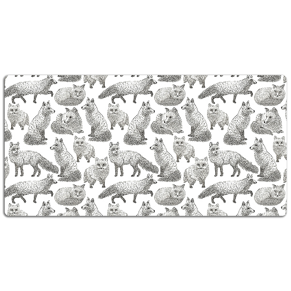 Full desk pad sketched foxes