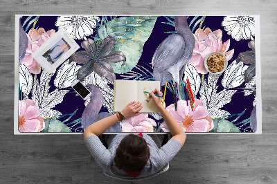 Full desk protector Birds in flowers