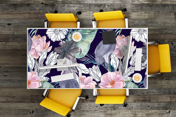 Full desk protector Birds in flowers