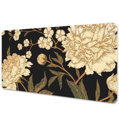 Large desk mat table protector white peony