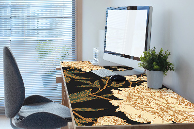 Large desk mat table protector white peony