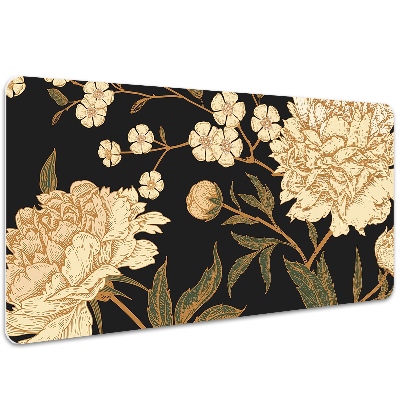 Large desk mat table protector white peony