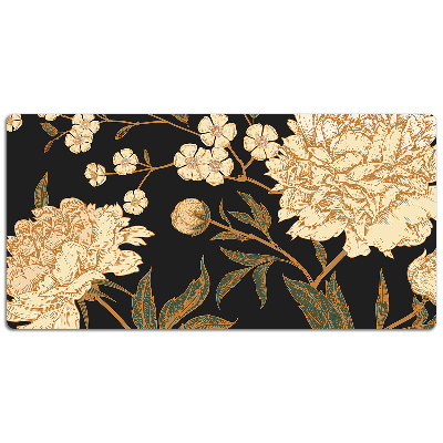 Large desk mat table protector white peony