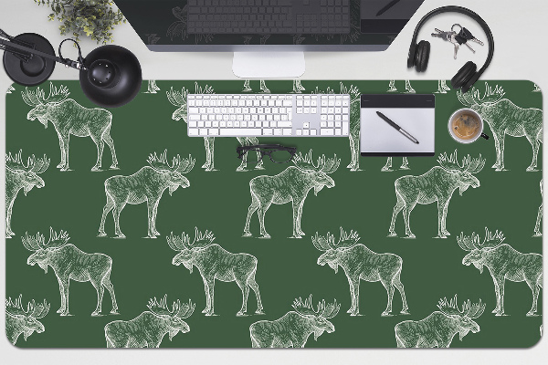 Full desk protector Elk on a green background