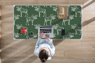 Full desk protector Elk on a green background