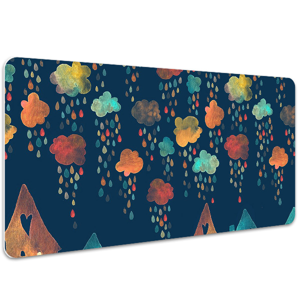 Large desk mat table protector colorful houses