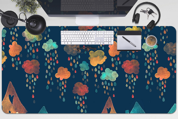 Large desk mat table protector colorful houses