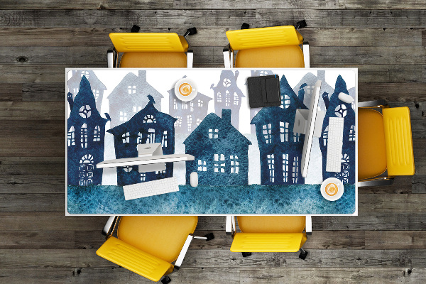 Large desk mat for children City at night