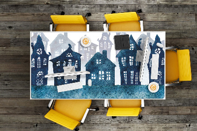 Large desk mat for children City at night