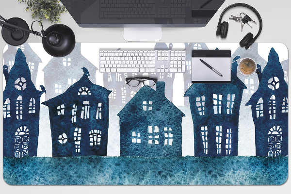 Large desk mat for children City at night