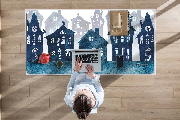 Large desk mat for children City at night