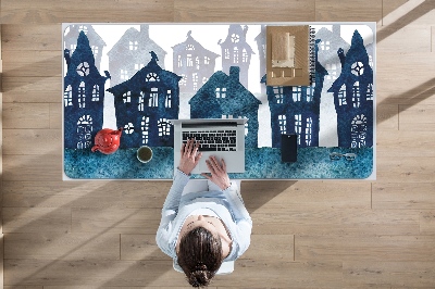 Large desk mat for children City at night