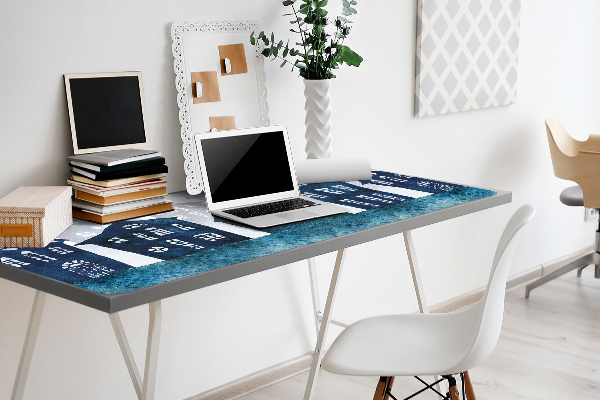 Large desk mat for children City at night