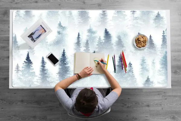 Large desk mat for children misty forest