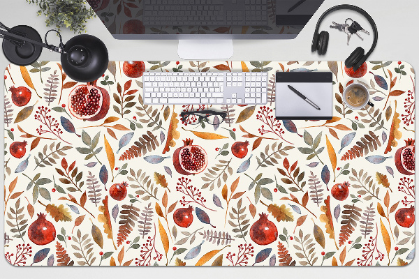 Large desk mat table protector pomegranates