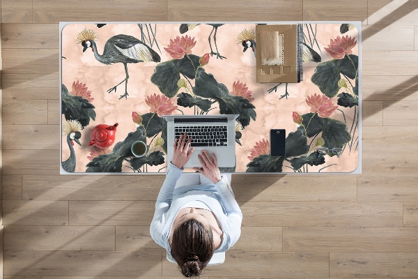 Full desk protector Chinese cranes